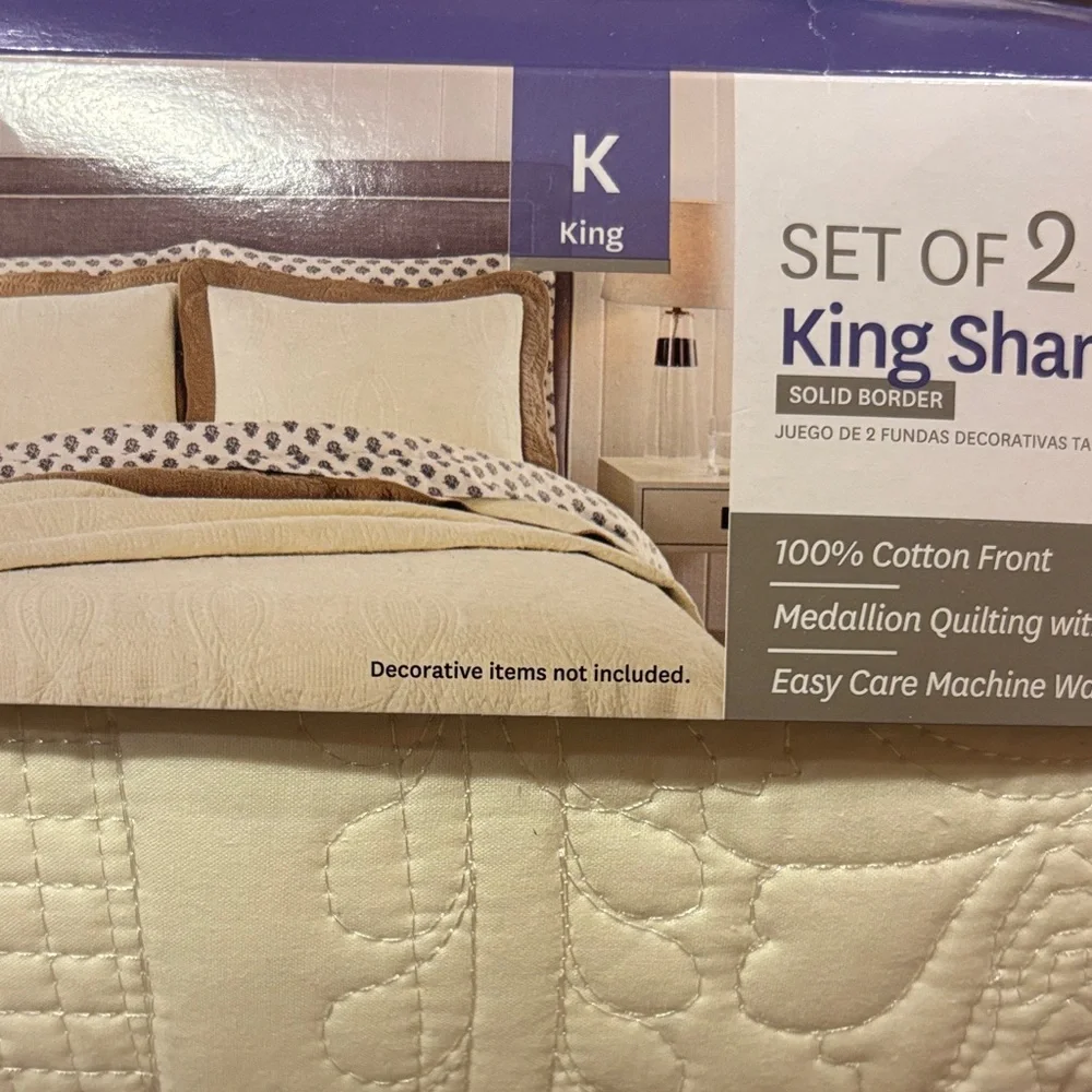 Shams 26” x 42” set 2 new king cotton front Better Homes & Gardens 20” x 36”